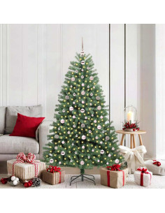 Albero di Natale Artificiale con Rami Pieghevoli Verde 180 cm 2