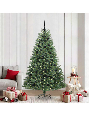 Albero di Natale Artificiale con Rami Pieghevoli Verde 210 cm