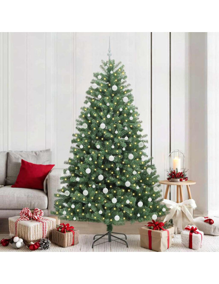 Albero di Natale Artificiale con Rami Pieghevoli Verde 210 cm