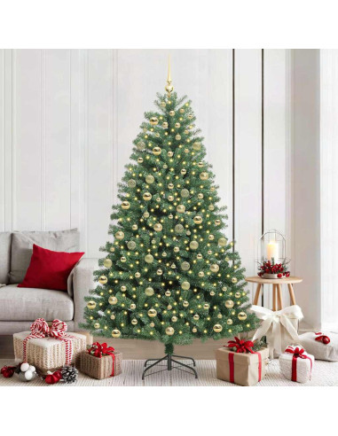 Albero di Natale Artificiale con Rami Pieghevoli Verde 210 cm