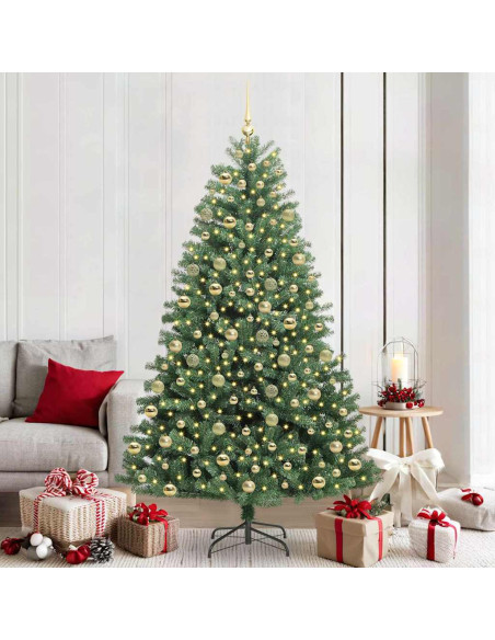 Albero di Natale Artificiale con Rami Pieghevoli Verde 210 cm