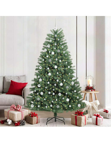 Albero di Natale Artificiale con Rami Pieghevoli Verde 210 cm