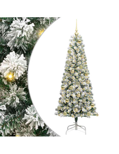 Albero di Natale Artificiale con Rami Pieghevoli Verde e Bianco