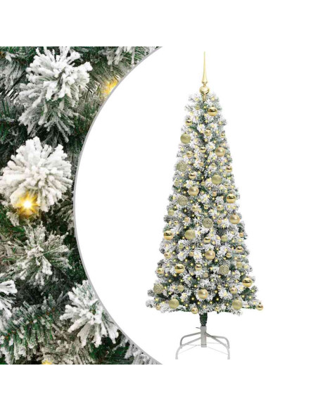 Albero di Natale Artificiale con Rami Pieghevoli Verde e Bianco