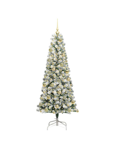 Albero di Natale Artificiale con Rami Pieghevoli Verde e Bianco