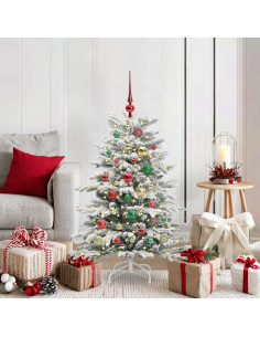 Albero di Natale Artificiale con Rami Pieghevoli Bianco 120 cm 2
