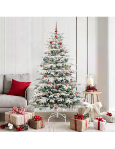Albero di Natale Artificiale con Rami Pieghevoli Bianco 180 cm 2
