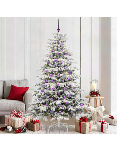 Albero di Natale Artificiale con Rami Pieghevoli Bianco 210 cm