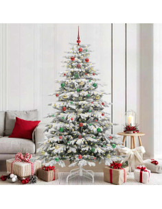 Albero di Natale Artificiale con Rami Pieghevoli Bianco 210 cm 2