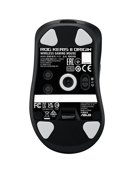 ASUS ROG Keris II Origin BLK mouse Gaming Mano destra RF Wireless + Bluetooth + USB Type-A Ottico 42000 DPI