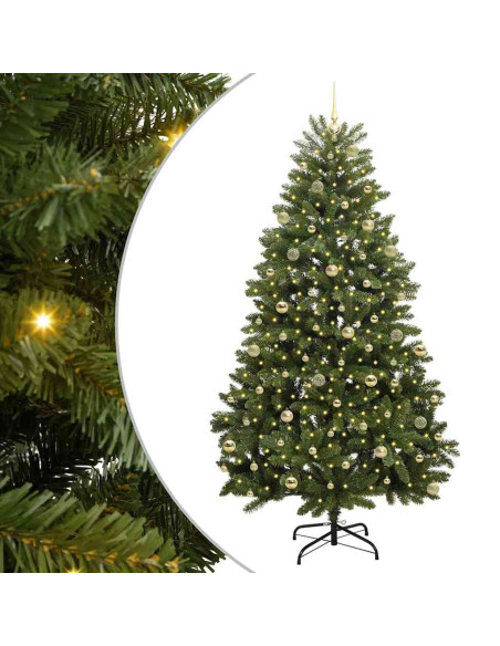 Albero di Natale artificiale 240 cm 300 LED Bianco caldo Verde