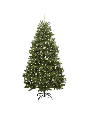 Albero di Natale artificiale 240 cm 300 LED Bianco caldo Verde