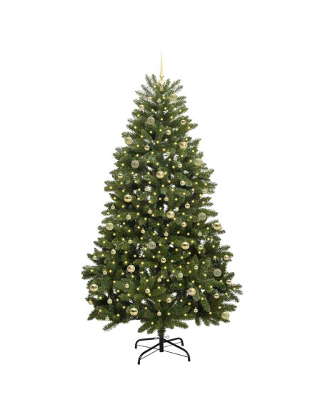 Albero di Natale artificiale 240 cm 300 LED Bianco caldo Verde