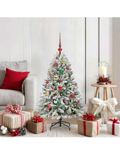 Albero di Natale artificiale Verde e Bianco 120 cm 2