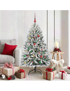 Albero di Natale artificiale Verde e Bianco 150 cm 2