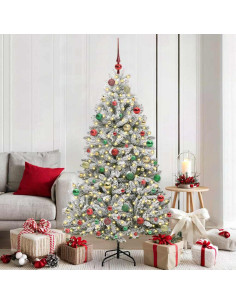 Albero di Natale artificiale Verde e Bianco 180 cm 2