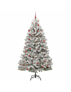 Albero di Natale artificiale Verde e Bianco 210 cm 2