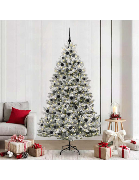 Albero di Natale artificiale Verde e Bianco 210 cm