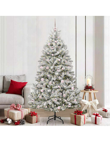 Albero di Natale artificiale Verde e Bianco 210 cm PVC