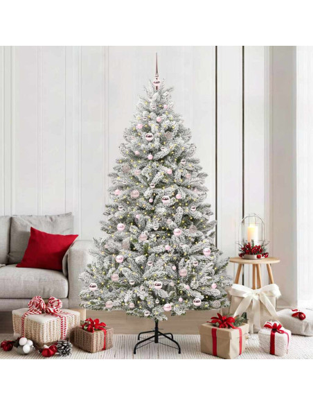 Albero di Natale artificiale Verde e Bianco 210 cm PVC