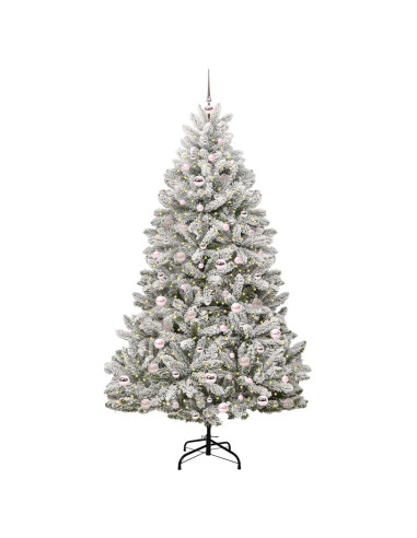 Albero di Natale artificiale Verde e Bianco 210 cm PVC