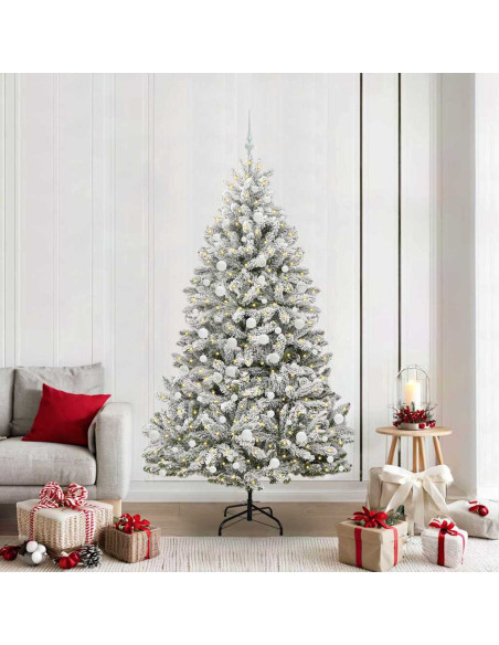 Albero di Natale artificiale Verde e Bianco 210 cm PVC