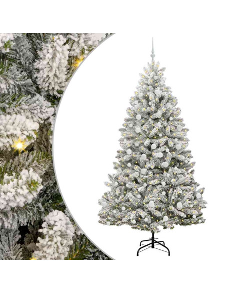 Albero di Natale artificiale Verde e Bianco 210 cm PVC