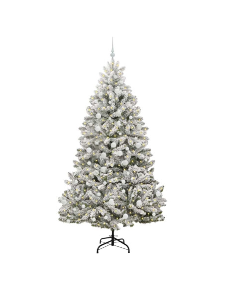 Albero di Natale artificiale Verde e Bianco 210 cm PVC