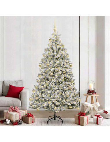Albero di Natale artificiale Verde e Bianco 210 cm