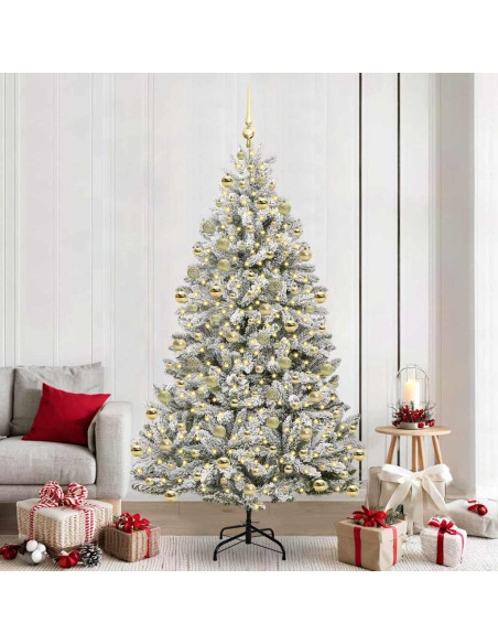 Albero di Natale artificiale Verde e Bianco 210 cm
