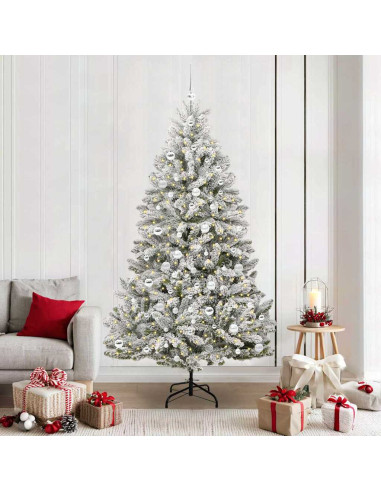 Albero di Natale artificiale Verde e Bianco 210 cm