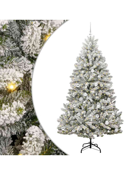 Albero di Natale artificiale Verde e Bianco 210 cm