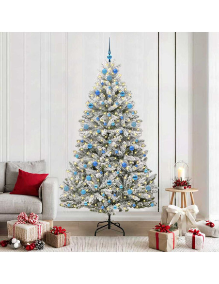 Albero di Natale artificiale Verde e Bianco 210 cm