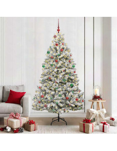 Albero di Natale artificiale Verde e Bianco 210 cm 2