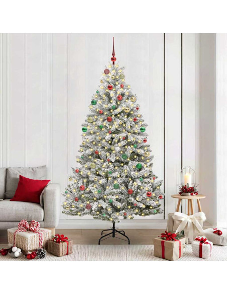 Albero di Natale artificiale Verde e Bianco 210 cm