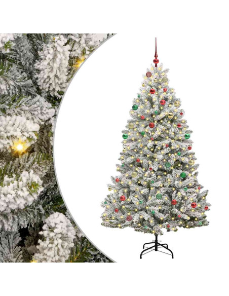 Albero di Natale artificiale Verde e Bianco 210 cm