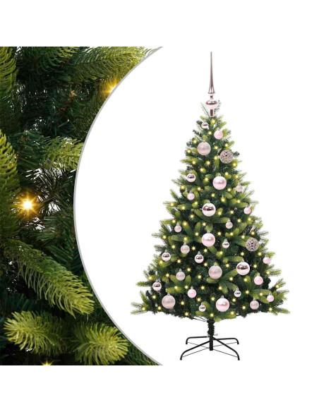 Albero di Natale Artificiale Pieghevole 150 LED Verde 120 cm