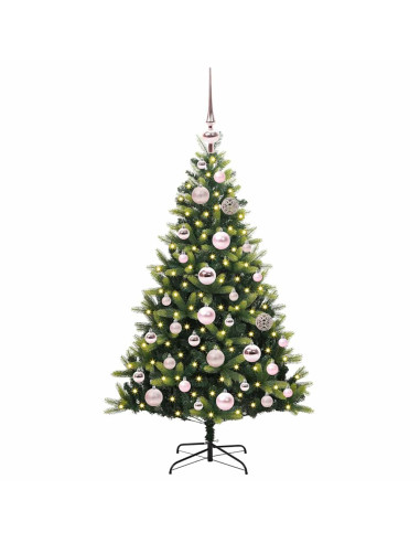Albero di Natale Artificiale Pieghevole 150 LED Verde 120 cm