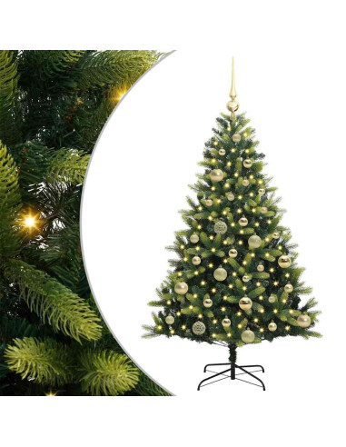 Albero di Natale Artificiale Pieghevole 150 LED Verde 120 cm