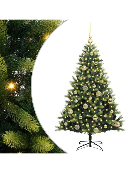 Albero di Natale Artificiale Pieghevole 150 LED Verde 120 cm