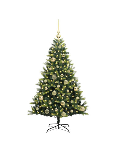 Albero di Natale Artificiale Pieghevole 150 LED Verde 120 cm