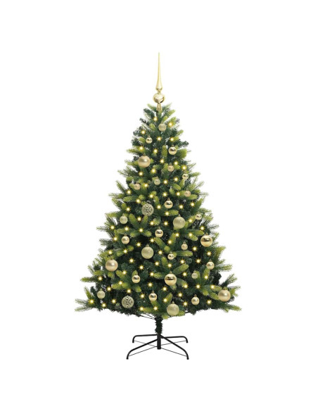 Albero di Natale Artificiale Pieghevole 150 LED Verde 120 cm