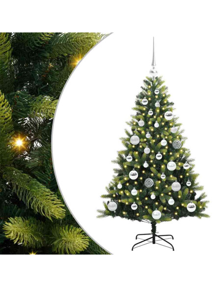 Albero di Natale Artificiale Pieghevole 150 LED Verde 120 cm