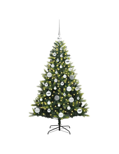 Albero di Natale Artificiale Pieghevole 150 LED Verde 120 cm