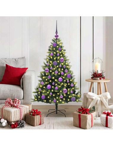 Albero di Natale Artificiale Pieghevole 150 LED Verde 120 cm