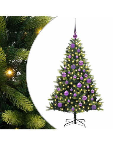 Albero di Natale Artificiale Pieghevole 150 LED Verde 120 cm