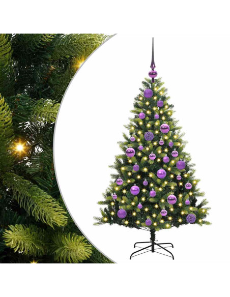 Albero di Natale Artificiale Pieghevole 150 LED Verde 120 cm
