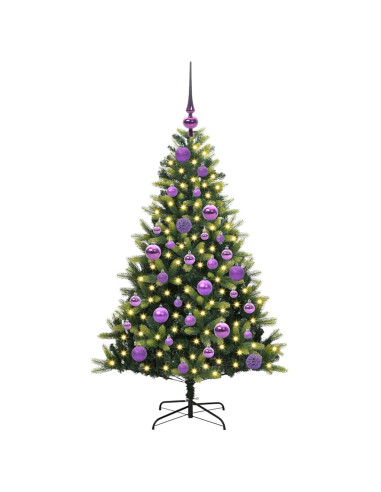 Albero di Natale Artificiale Pieghevole 150 LED Verde 120 cm