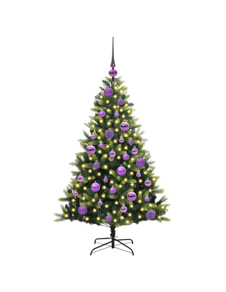 Albero di Natale Artificiale Pieghevole 150 LED Verde 120 cm