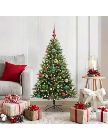 Albero di Natale Artificiale Pieghevole 150 LED Verde 120 cm